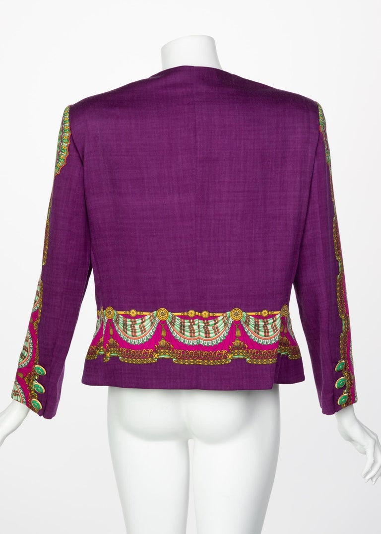 Gianni Versace Couture Purple Green Print Jacket, 1990s