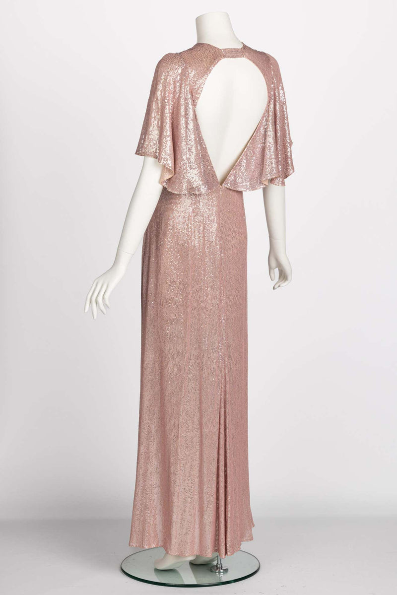 Temperley London Pastel Pink Sequin Satin Cut Out Back Gown, Resort 2017