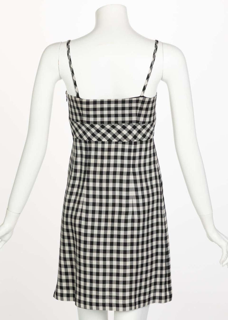 Vintage Chanel Black White Silk Gingham Dress