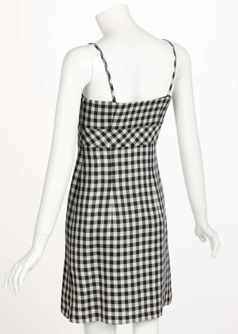 Vintage Chanel Black White Silk Gingham Dress