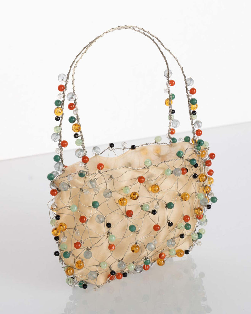 Vintage Bottega Veneta Sculptural Beaded Organza Bag