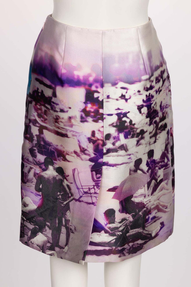 Prada Silk Beach Scene Print Skirt Spring 2010