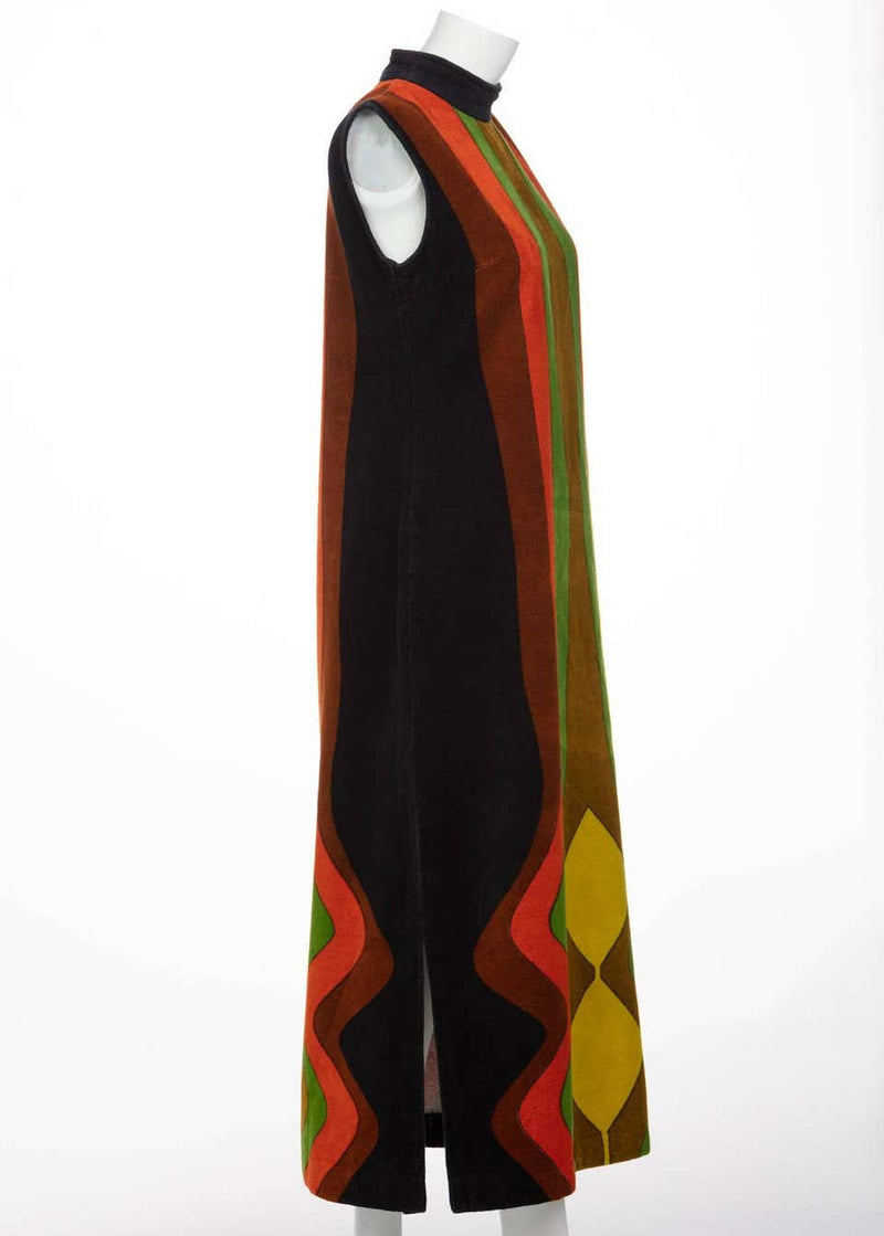 Yves Saint Laurent Multicolored Print Terry Cloth Caftan Dress, 1970s