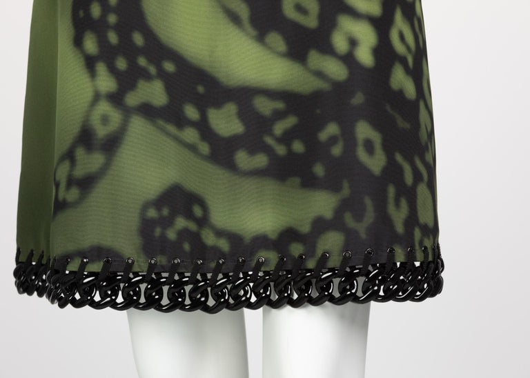 Prada Green Black Chain Inset Printed Shift Dress, Resort 2009