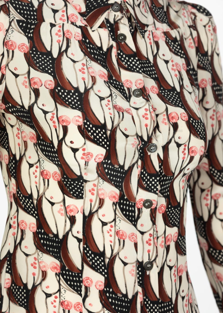 Prada "Naked Lady" Print Silk Blouse Sex and The City, 2001