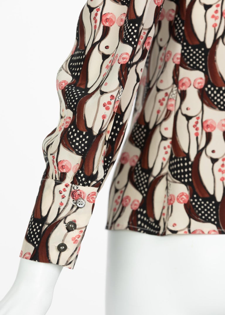 Prada "Naked Lady" Print Silk Blouse Sex and The City, 2001