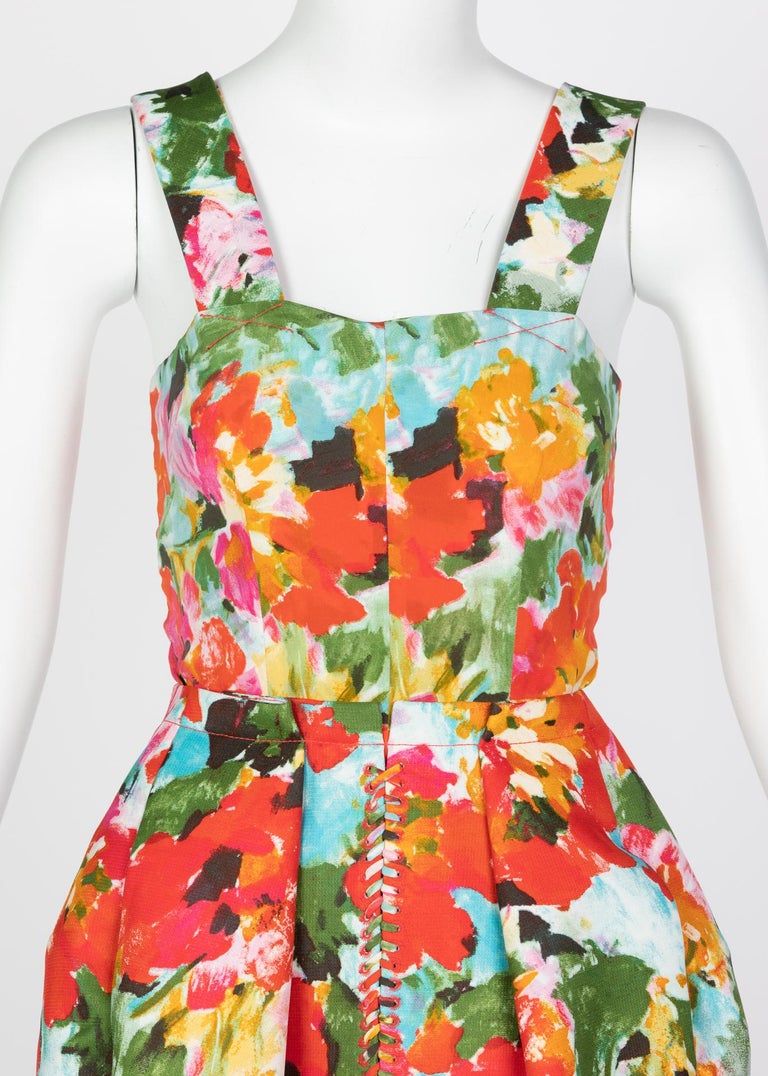 Balenciaga Ghesquière Sculpted Floral Print Mini Dress Runway, 2008