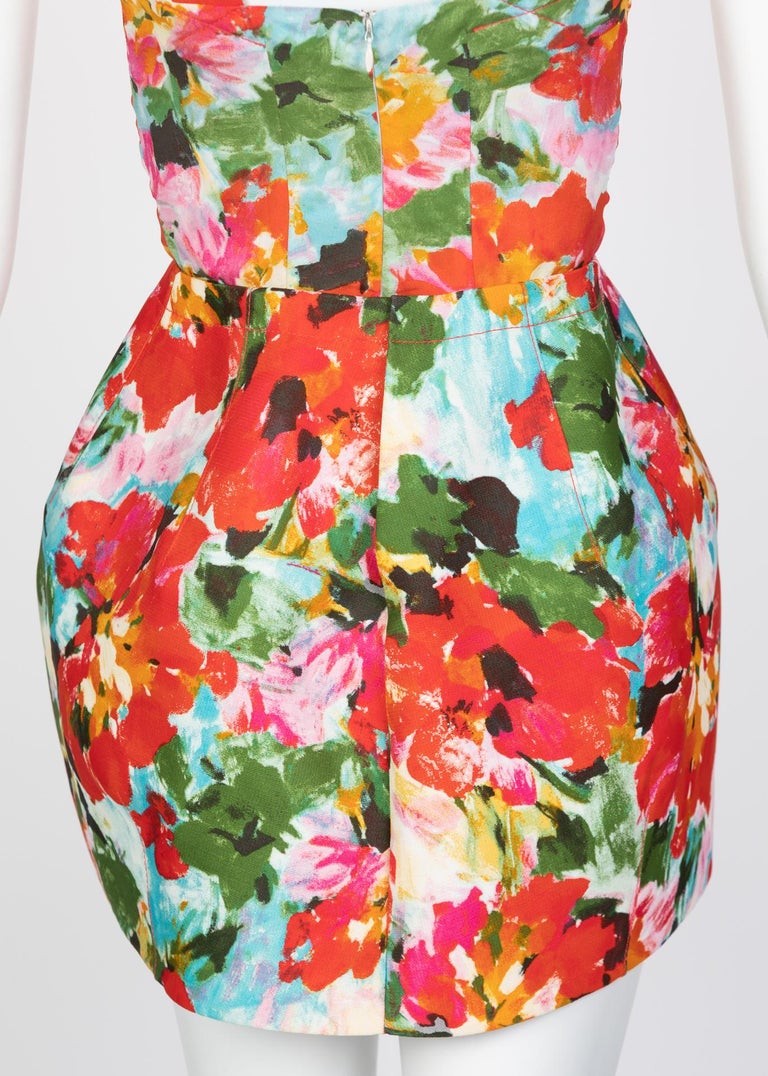 Balenciaga Ghesquière Sculpted Floral Print Mini Dress Runway, 2008