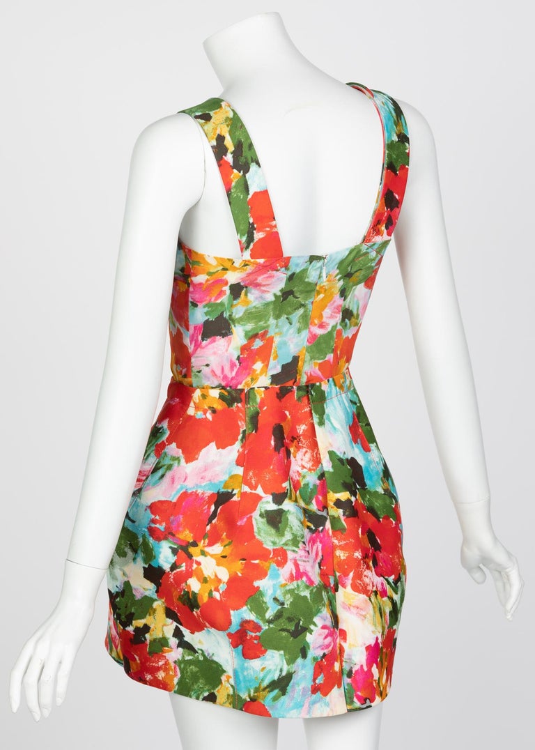 Balenciaga Ghesquière Sculpted Floral Print Mini Dress Runway, 2008