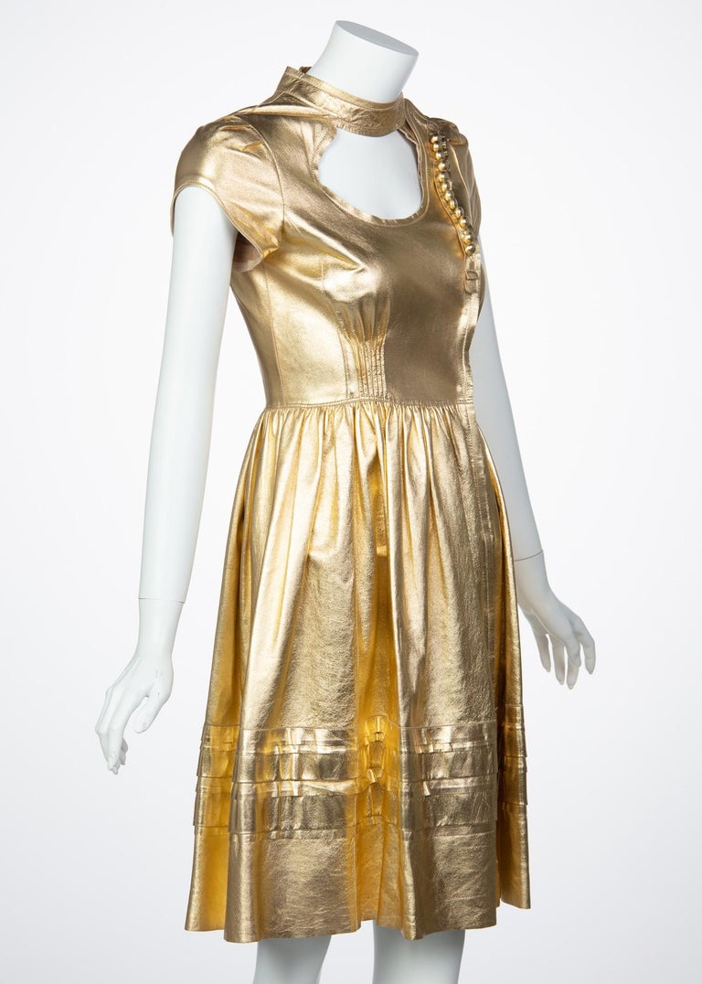 Prada Fairy Runway Gold Leather Dress, 2008