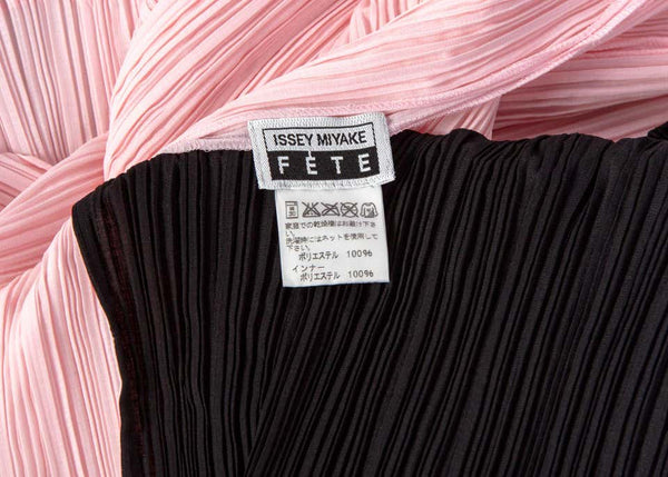 Issey Miyake Fette Pink Black Pleated Origami Dress