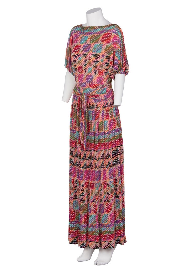 1970s Missoni Multicolored Silk Jersey Maxi Skirt Set