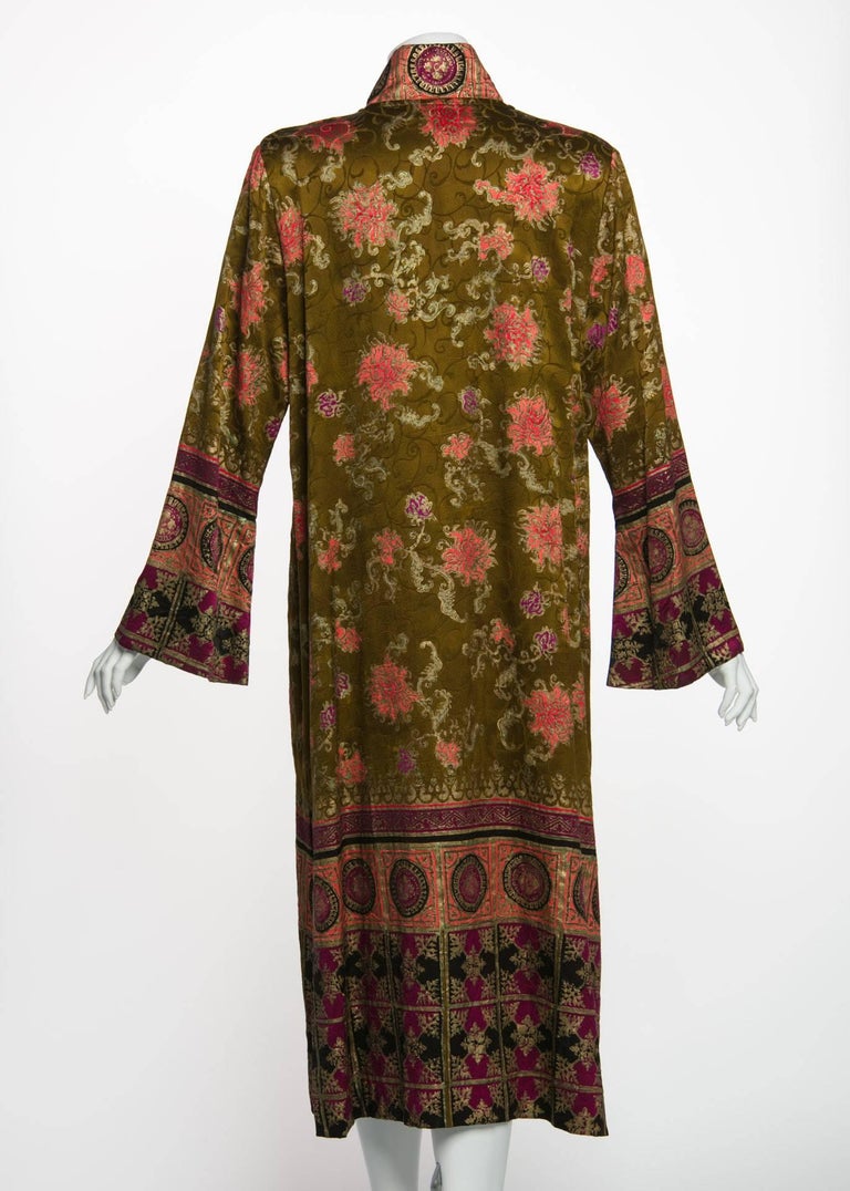 Mary Jane Sarvis One of a Kind Hand-Printed Couture Silk Caftan Dress