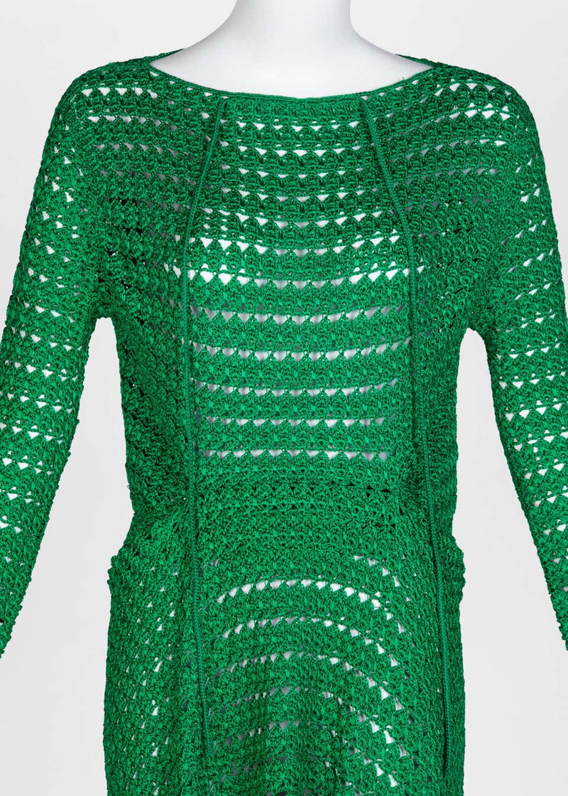 Balenciaga Emerald Green Crochet Dress, 2017