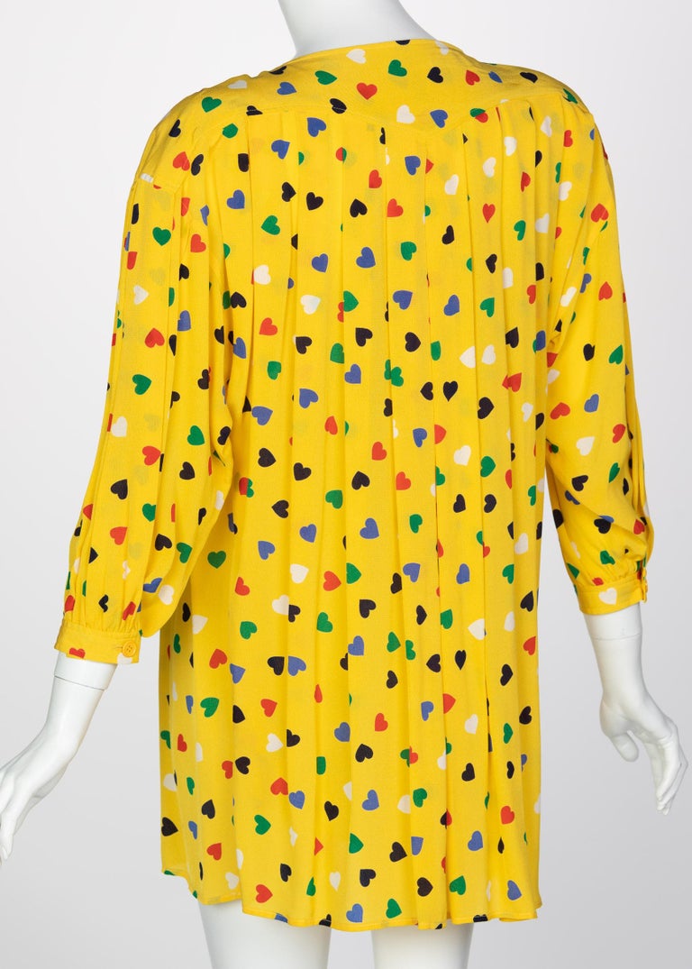 Vintage Ungaro Yellow heart print Tunic Blouse