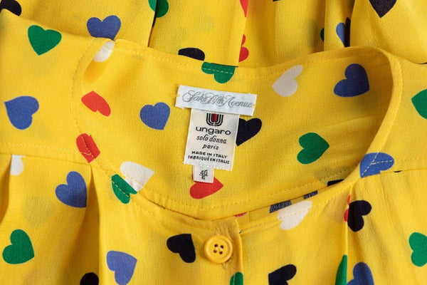 Vintage Ungaro Yellow heart print Tunic Blouse