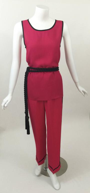 Vintage Saint Laurent 1970s Top, Pants & Tassel Belt Set YSL