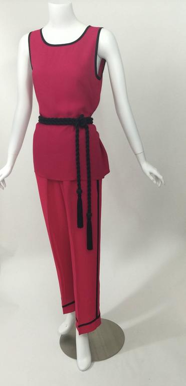 Vintage Saint Laurent 1970s Top, Pants & Tassel Belt Set YSL