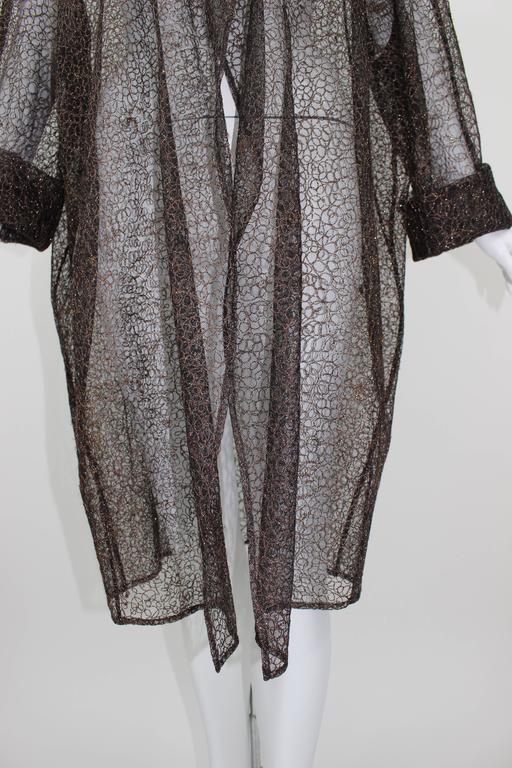 Christian Lacroix Sheer Copper Metallic Lace Jacket / Duster