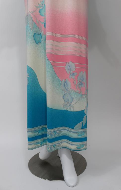 1970s Leonard Paris Silk Chiffon & Jersey Maxi Dress