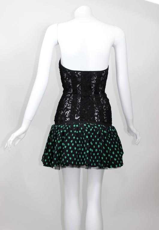 Vintage Yves Saint Laurent Black Strapless Lace and Silk Party Dress YSL