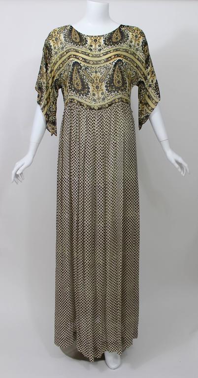 Vintage 1970s Bergdorf Goodman India Silk Maxi Dress