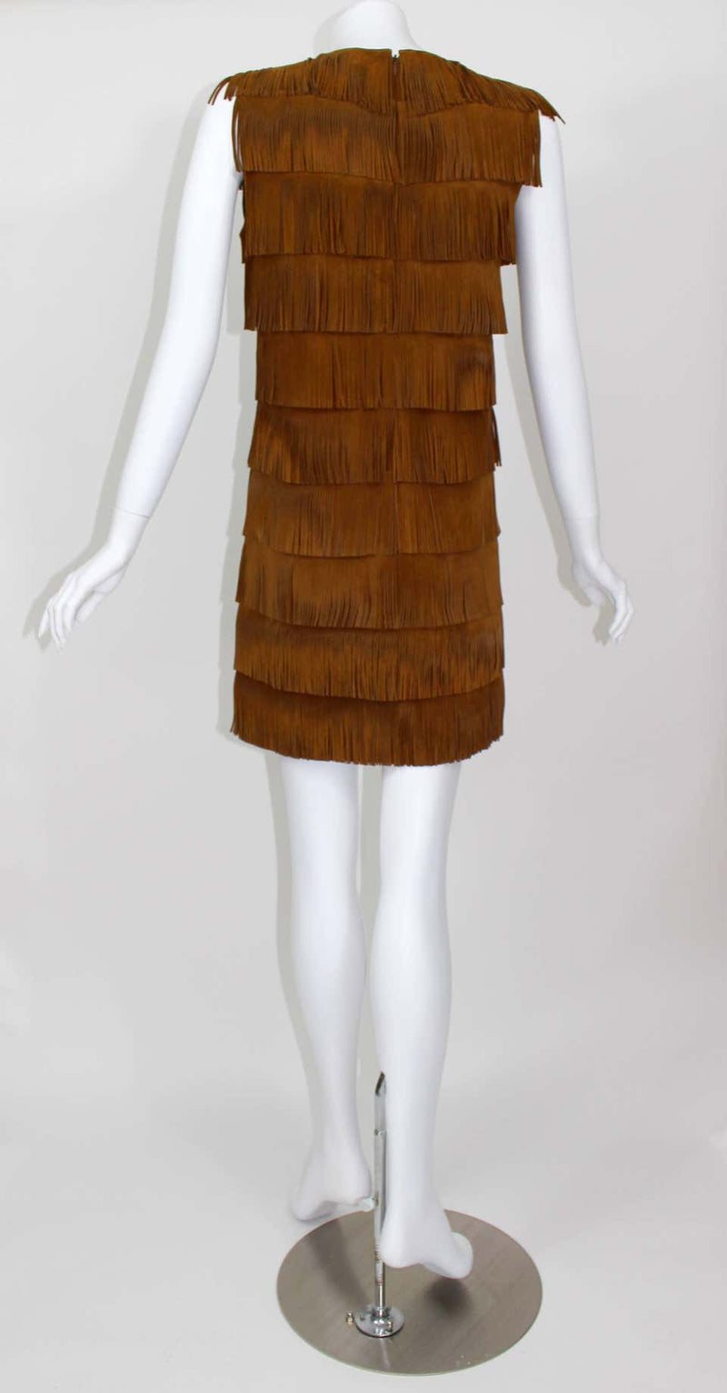 Prada Brown Suede Fringe Shift Dress Spring 2007