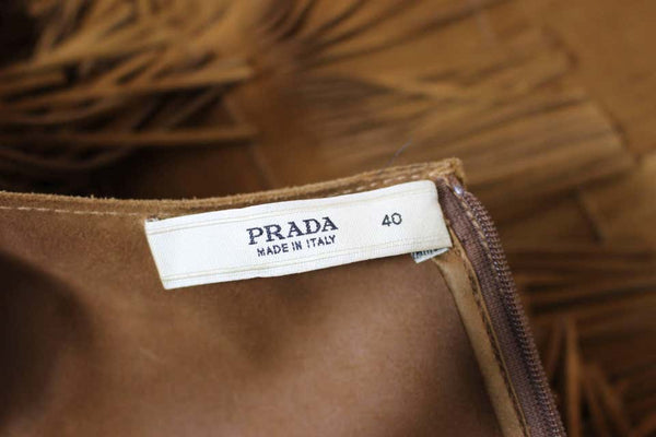 Prada Brown Suede Fringe Shift Dress Spring 2007