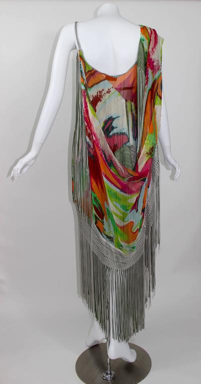 Missoni Runway 2004 Silk Colorful Fringe Scarf / Cape Dress