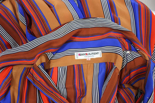 Vintage Yves Saint Laurent Striped Silk Dress