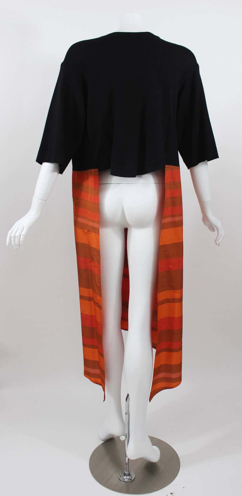 Vintage Gianfranco Ferré Black Wool & Orange Stripe Silk Sweater & Shawl