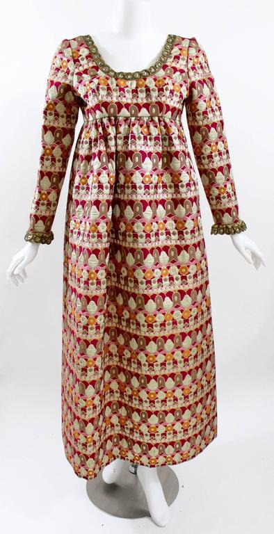 A 1960s Nan Duskin Couture Metallic Brocade Empire Waist Dress