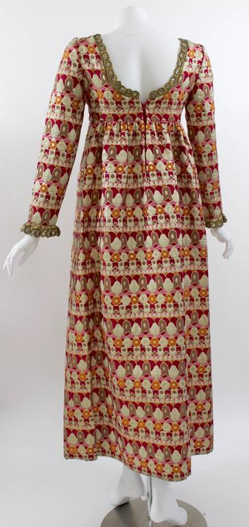 A 1960s Nan Duskin Couture Metallic Brocade Empire Waist Dress