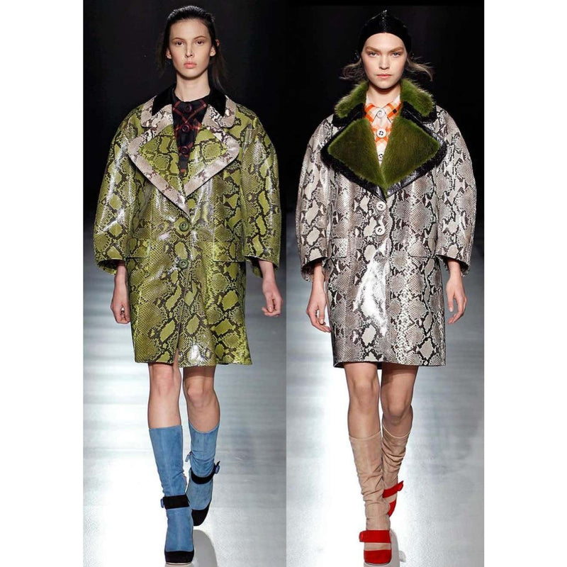 Prada Python Green Fur Coat Runway 2011