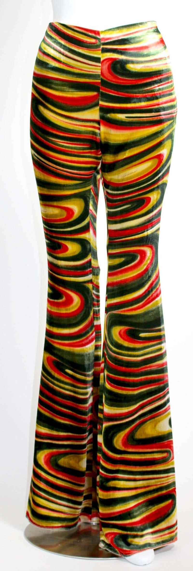 1990s Gucci by Tom Ford Runway Psychedelic Swirl Silk Velvet Pants Documented