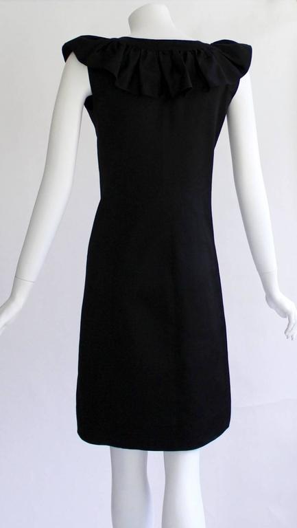 Vintage Yves Saint Laurent Heart Buttons Ruffled Collar Sleeveless Shift Dress