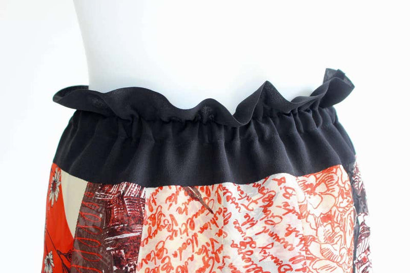 Jean Paul Gaultier Femme Silk Chiffon Pleat Print Skirt