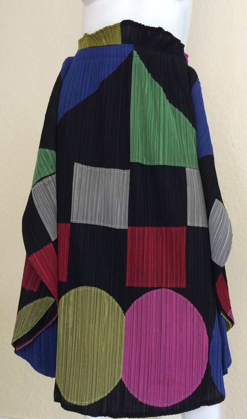 Issey Miyake Pleats Please Sculptural Color Block Skirt / Cape 1990s