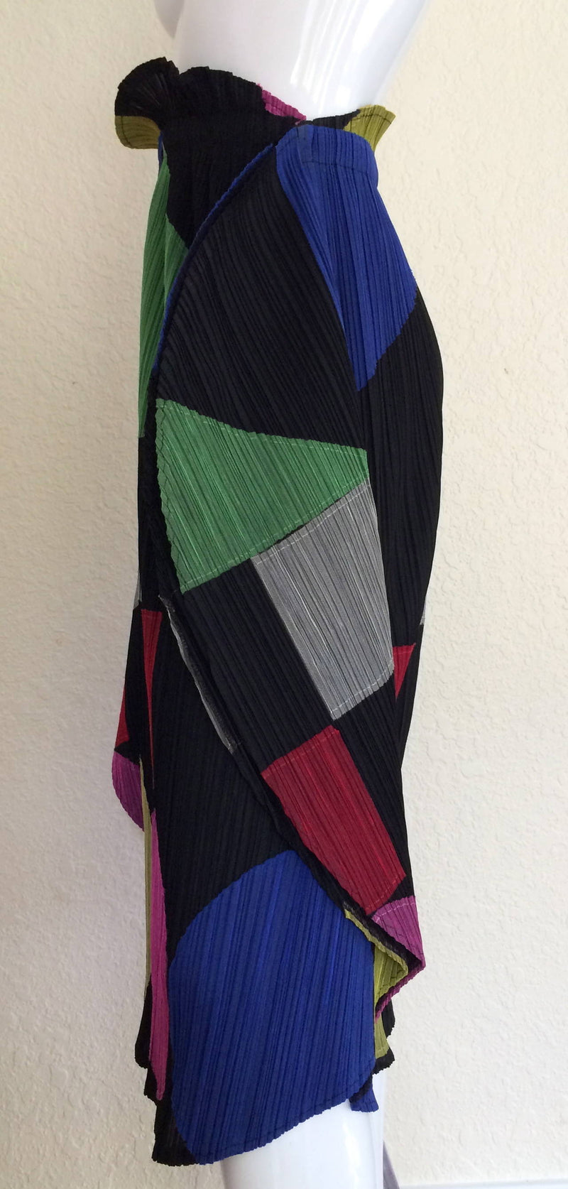 Issey Miyake Pleats Please Sculptural Color Block Skirt / Cape 1990s