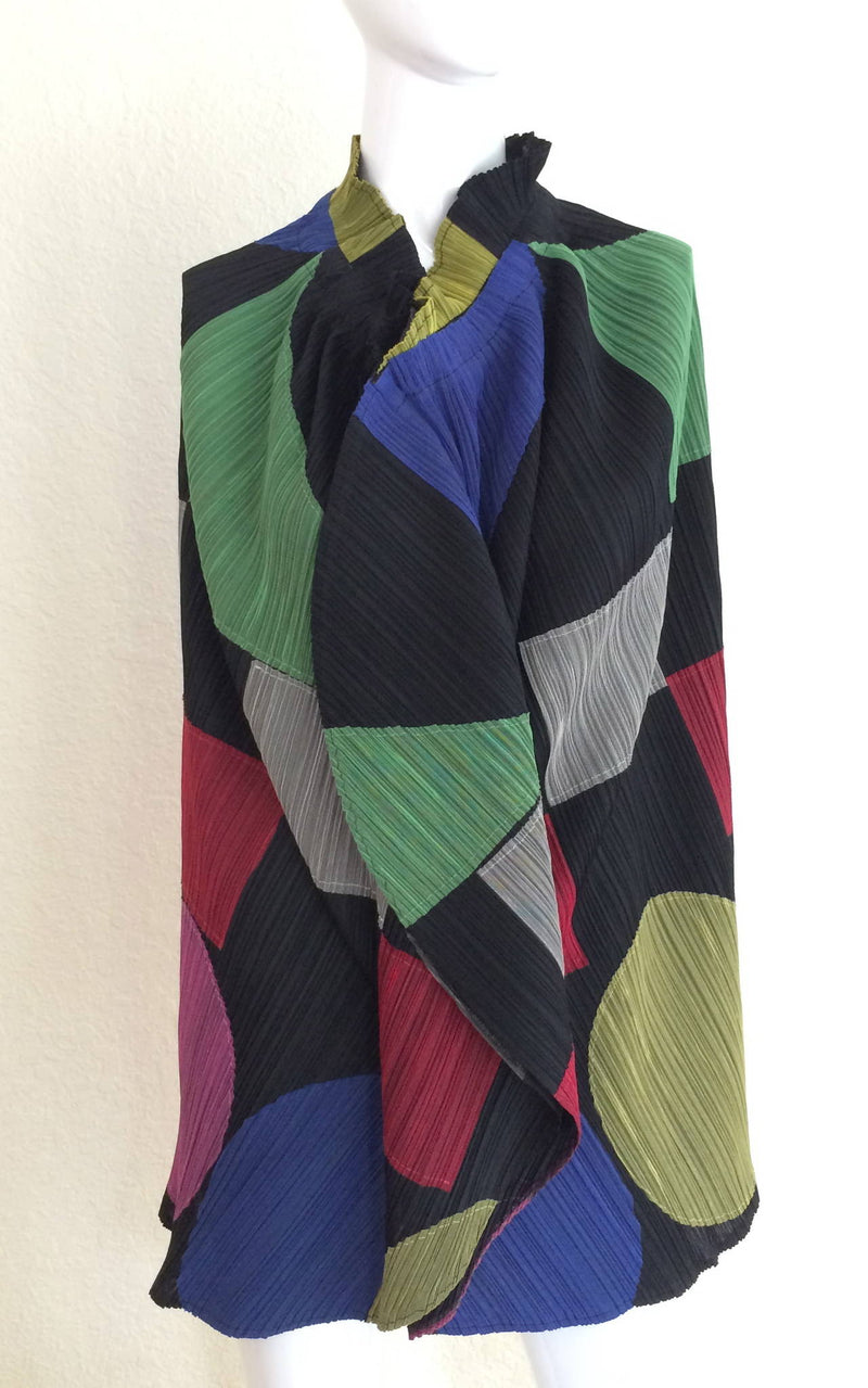 Issey Miyake Pleats Please Sculptural Color Block Skirt / Cape 1990s