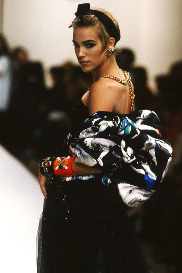 Chanel Black Silk Ballerina Print Bomber Jacket, 1990s