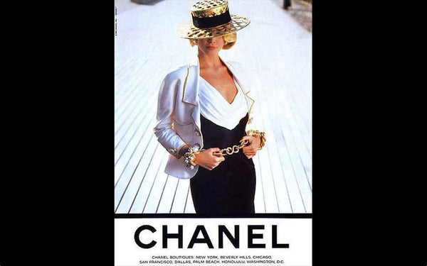 Chanel Gold Lattice Ad Campaign Hat 1990 New