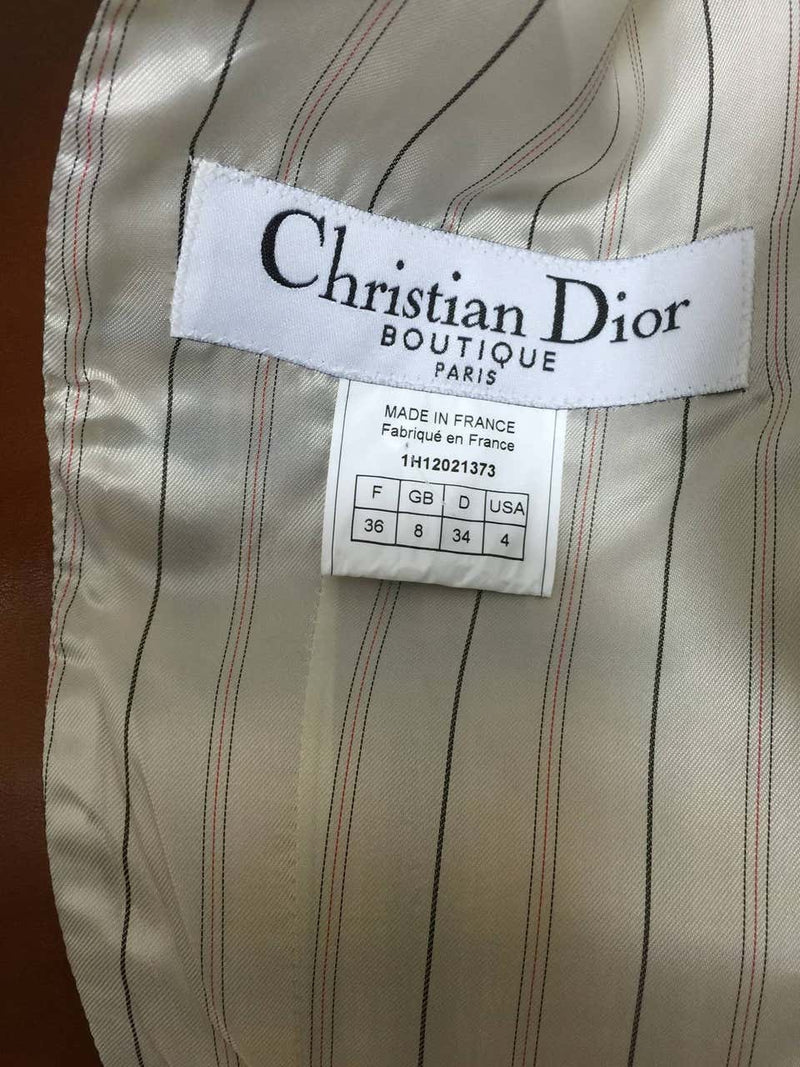 Christian Dior Wool Plaid and Leather Trim Jacket