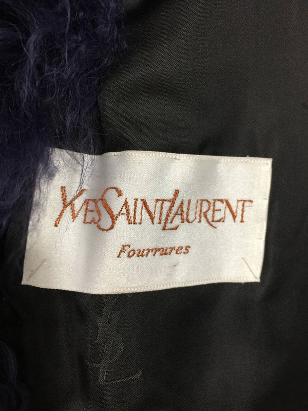 YSL Vintage Yves Saint Laurent Fourrures Mongolian Red & Purple Fur Coat