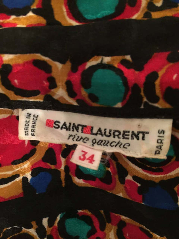 Vintage YSL Silk Jewel Print Blouse Saint Laurent