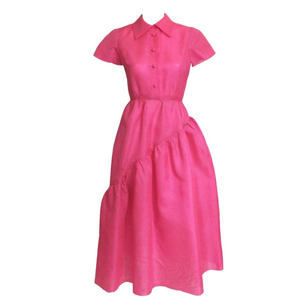 1970's Bill Blass Pink Silk Organza Dress