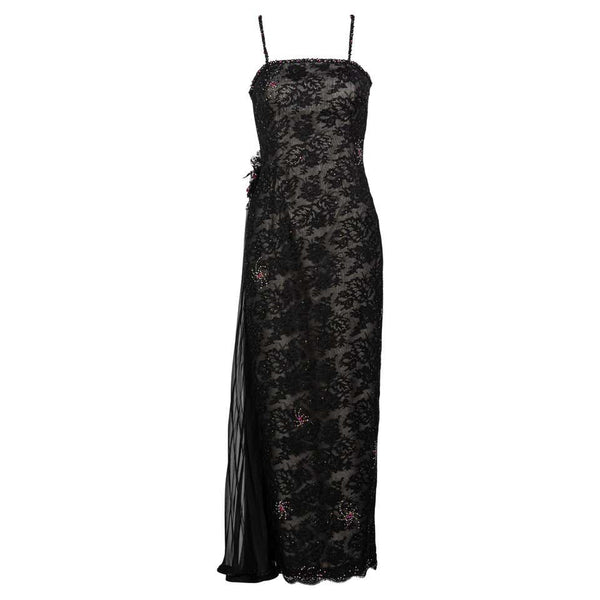 Vintage Sam Carlin Saks Fifth Avenue Black Lace Gown