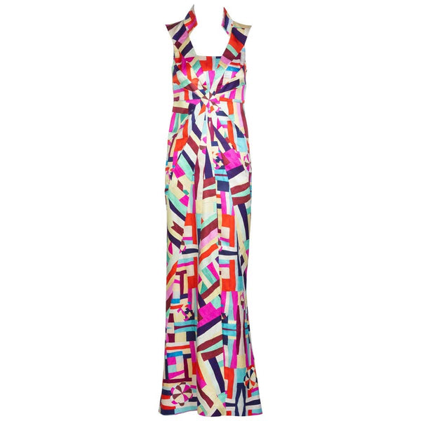 Chanel New Multicolored Print Cut Out Back Maxi Dress Cruise 2016