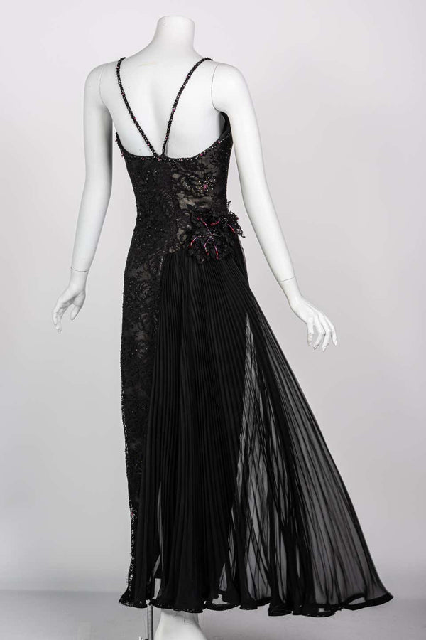 Vintage Sam Carlin Saks Fifth Avenue Black Lace Gown