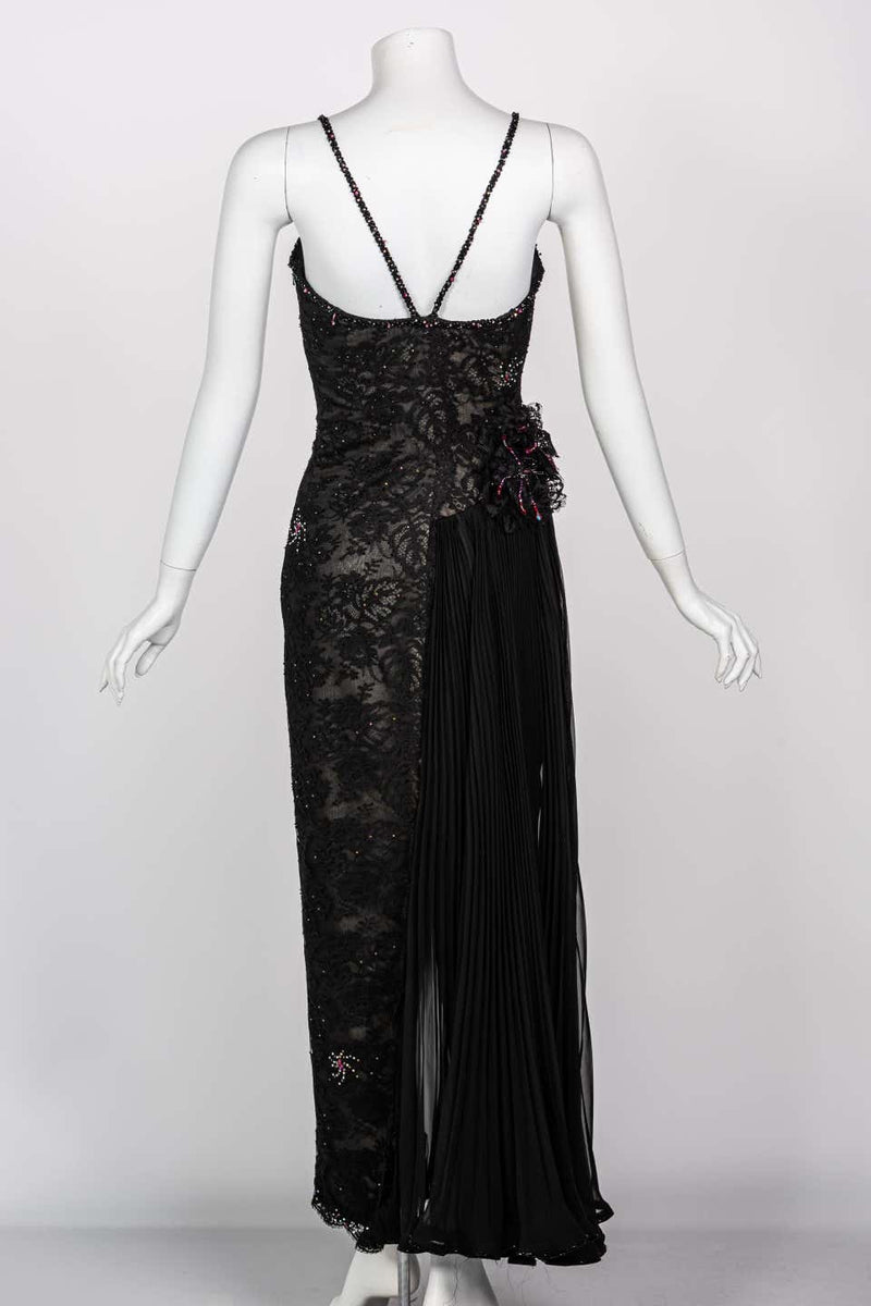 Vintage Sam Carlin Saks Fifth Avenue Black Lace Gown